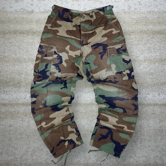Vintage Military Woodland Camo Tactical Pants Baggy Wide Leg Small Regular 90s - Picture 2 of 10
